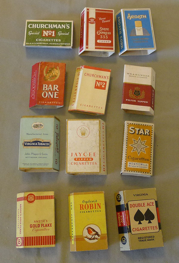 Lot of 12 Original Vintage 10 Cigarettes Cardboard Cigarette Wrapper